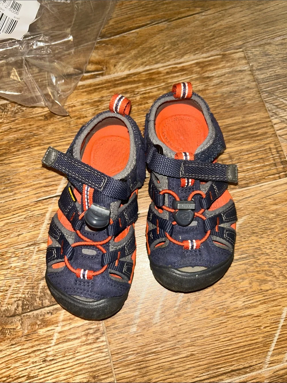 Kids Keen Navy and Orange Closed-Toe Sandals-9c